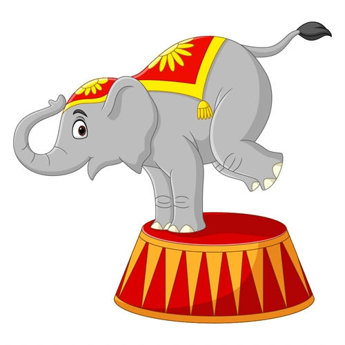 Carnival Circus Theme Performing Elephant Transparent Sticker